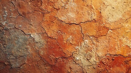 Fototapeta premium Rustic terracotta surface weathered clay natural aging patterns mineral deposits burnt orange deep red earth tones subtle irregularities patina wear