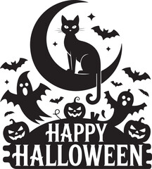 set of silhouettes of halloween