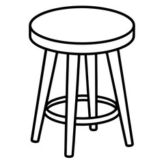 Minimal Line Art – Round Stool Vector