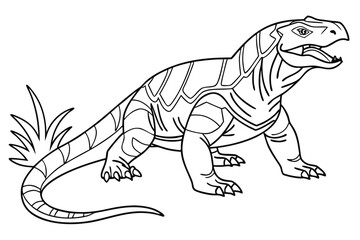coloring page line art the komodo dragon black vector