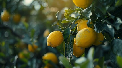 A photo of a lemon tree with bright yellow lemon