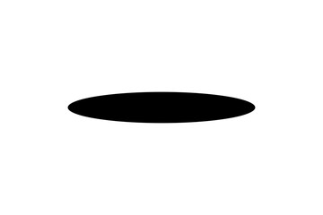 Black oval shadow shape resembling a ground or object shadow on white background for design accents and effects