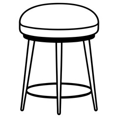 Minimal Cushion Stool Line Art