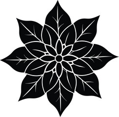 Elegant black poinsettia flower silhouette vector art
