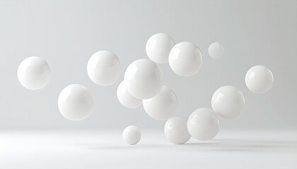 Elegant White Balloons Gracefully Floating in a Clear Blue Sky Evoking Joyful Celebration and Freedom