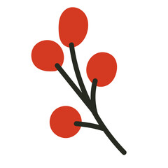 Plant Branch Isolated Transparent Element. Colorful New Year or Christmas Decoration Element Symbol. Family Holiday Party Decoration. Greeting Winter Holiday card or Invitation Design Art Sign. 
