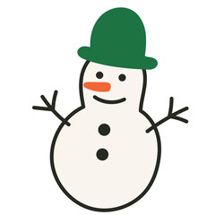 Snowman Isolated Transparent Icon. Colorful New Year or Christmas Decoration Element Symbol. Family Holiday Party Decoration. Greeting Winter Holiday card or Invitation Design Art Sign. 