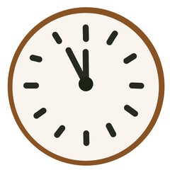 Clock Midnight Time Icon. Colorful New Year or Christmas Decoration Element Symbol. Family Holiday Party Decoration. Greeting Winter Holiday card or Invitation Design Art Sign. 