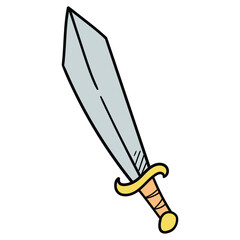 Hand-drawn cartoon sword on a white background.
