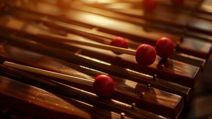 A photo of a marimba with mallets