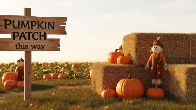 Harvest season scene with pumpkins galore