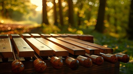 A photo of a marimba with mallets