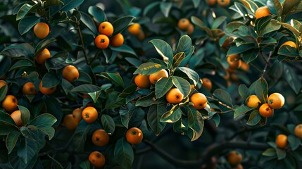 A photo of a medlar tree with medlars.