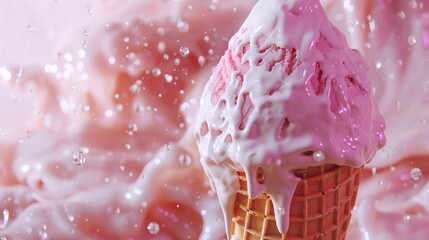 A photo of a melting ice cream cone