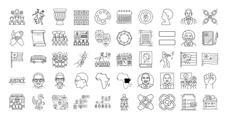 Black History Month Icon Set Celebrating African American Culture and Contributions