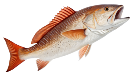 Redfish seafood catch red drum fishing saltwater gamefish gulf coast sportfishing marine biology illustration