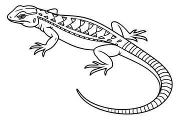 coloring page line art the lizard black vector
