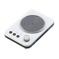 Fototapeta premium Minimalist portable induction stove, isolated on a white background --v 7.0