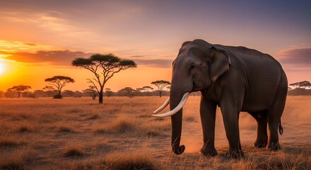 A majestic sri lankan elephant in the savanna