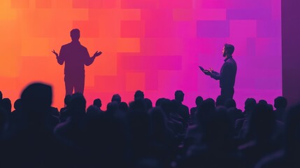 Engaging presentation and vibrant stage presence attracting attentive audience