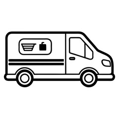 Minimal Delivery Van Line Art with Logo Space