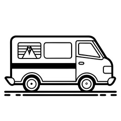Minimal Delivery Van Line Art with Logo Space