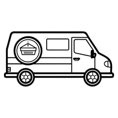 Minimal Delivery Van Line Art with Logo Space