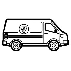 Minimal Delivery Van Line Art with Logo Space
