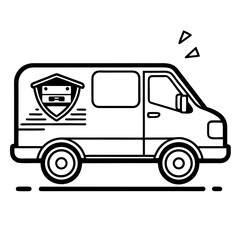 Minimal Delivery Van Line Art with Logo Space