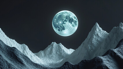 A large, glowing full moon dominating a dark, featureless sky