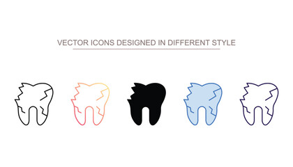 Broken Tooth icon design with white background stock illustration
