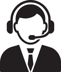 Customer service representative wearing headset icon