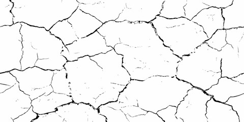 black and white dust and cracked concrete wall Texture pattern design element white background.
