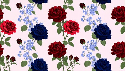 Set of floral branch. Flower red, burgundy, navy blue rose, green leaves. Wedding 