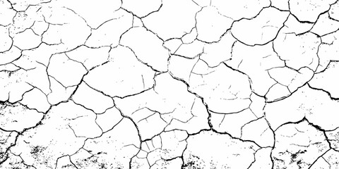 black and white dust and cracked concrete wall Texture pattern design element white background.
