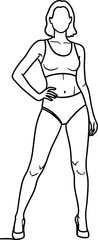 Vector art of fashionable woman in lingerie in a simple line drawing style, perfect for illustrating beauty, style, or fashionrelated designs