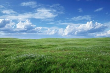 Fototapeta premium Vast, grassy plain under a vibrant sky