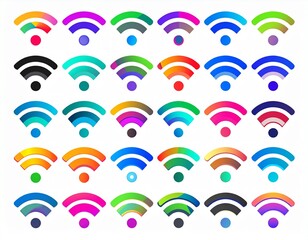 internet symbols wifi icon set. vector isolated on white background. design for app,