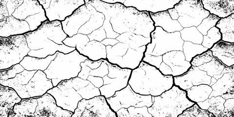 black and white dust and cracked concrete wall Texture pattern design element white background.
