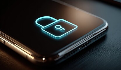 Glowing lock icon on a modern smartphone.