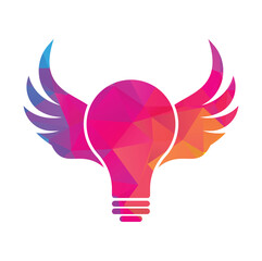 Wing bulb logo design icon vector.