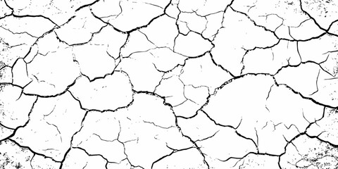 black and white dust and cracked concrete wall Texture pattern design element white background.
