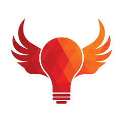 Wing bulb logo design icon vector.