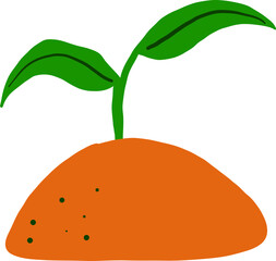 Flat Sprouting Plant Icon Growing From Soil
