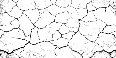 black and white dust and cracked concrete wall Texture pattern design element white background.
