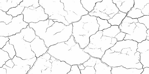 black and white dust and cracked concrete wall Texture pattern design element white background.

