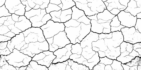 black and white dust and cracked concrete wall Texture pattern design element white background.
