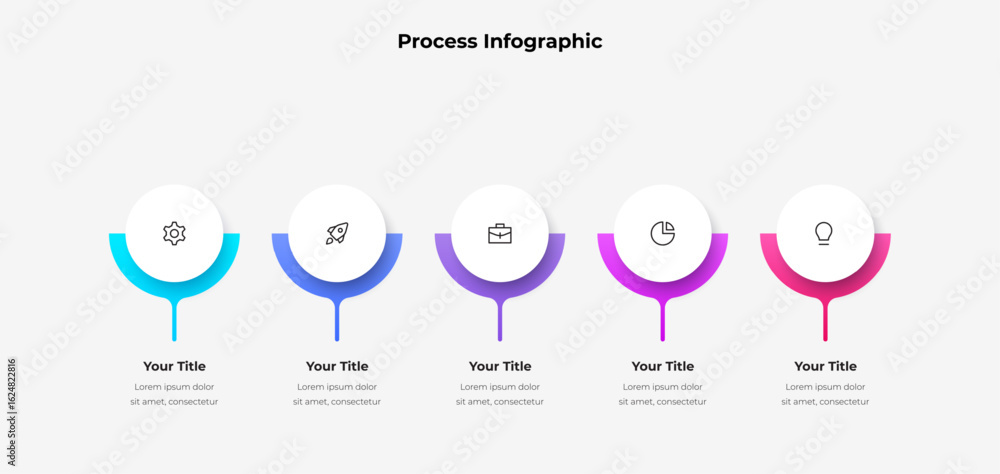 Poster a vibrant process infographic featuring five sequential steps with icons and placeholders, ideal for
