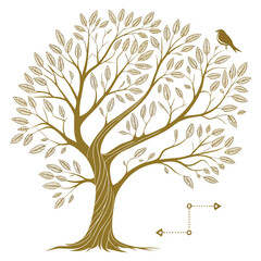 Obraz premium Autumn tree with colorful leaves in seasonal nature vector illustration