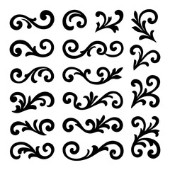 Vector Elegant floral swirl shapes ornament silhouette for design projects, weddings, invitations and decorations, scalable vector graphic black